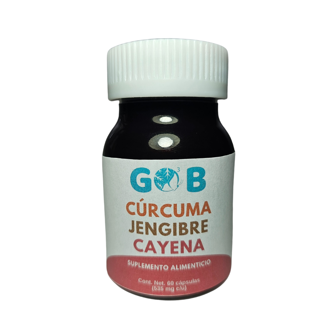 Cúrcuma, Jengibre y Cayena en polvo - 60 Cápsulas (535 mg por cápsula)