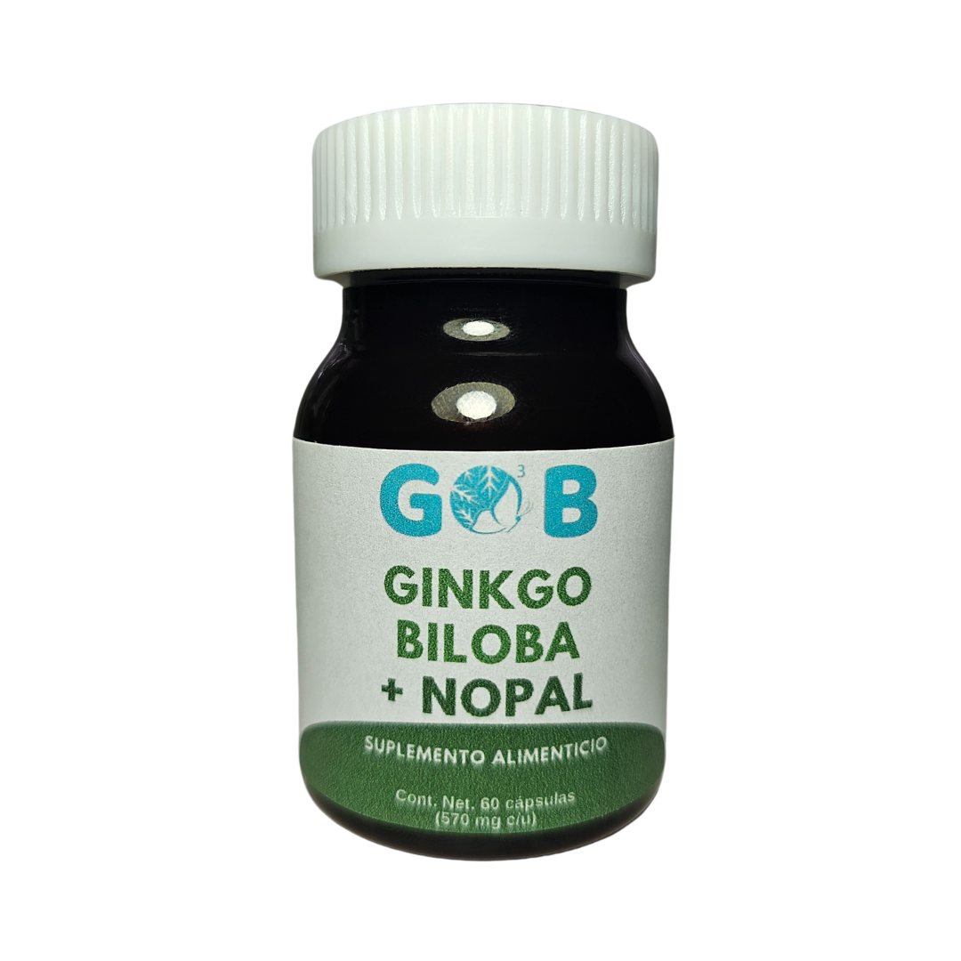 Ginkgo Biloba y Nopal en polvo - 60 Cápsulas (570 mg por cápsula)