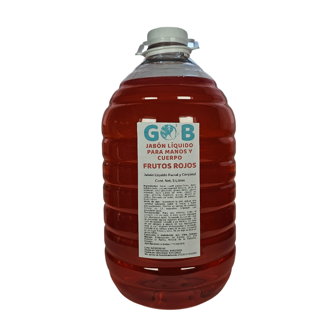 Jabón Líquido para Manos y Cuerpo de Frutos Rojos- 5 Litros (Garrafa)
